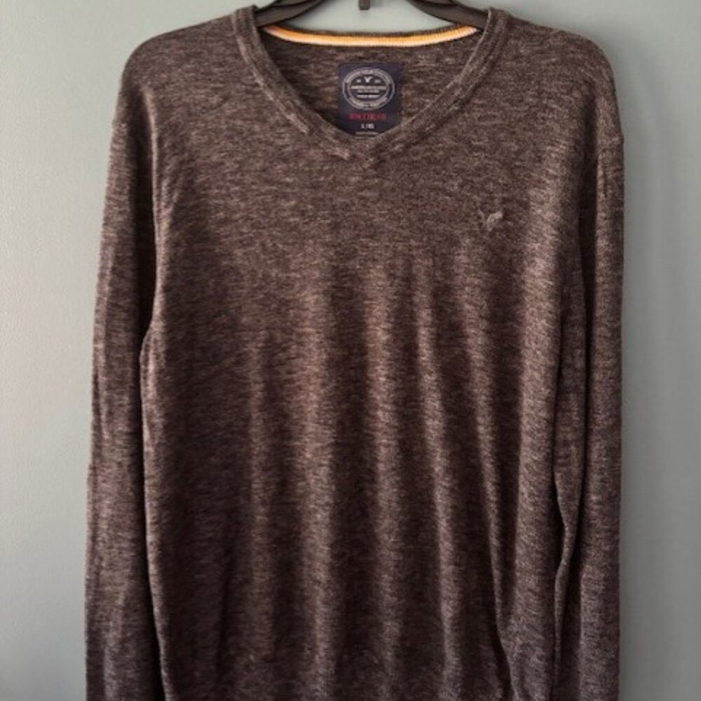 American Eagle L Black Wash Long Sleeve Athletic Fit V-Neck Pullover Sweater